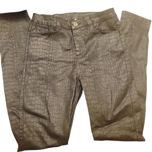 NWOT Women’s Faux Leather Snake Print High Waisted Skinny Straight Leg Pants, M